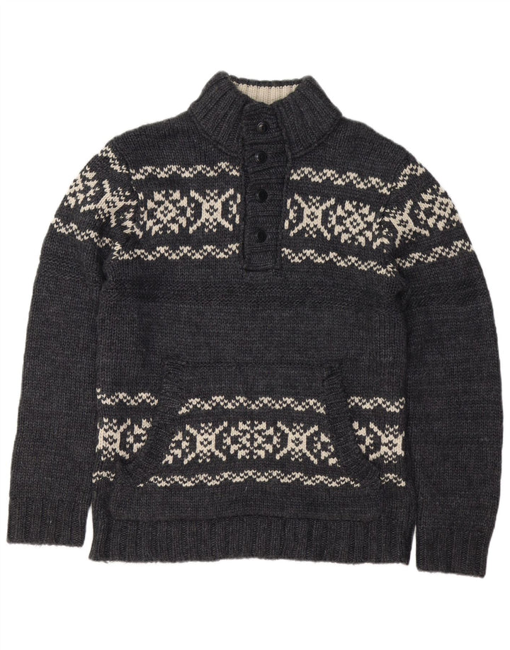 Dockers Pull à col boutonné pour homme, grand, gris, Fair Isle, acrylique