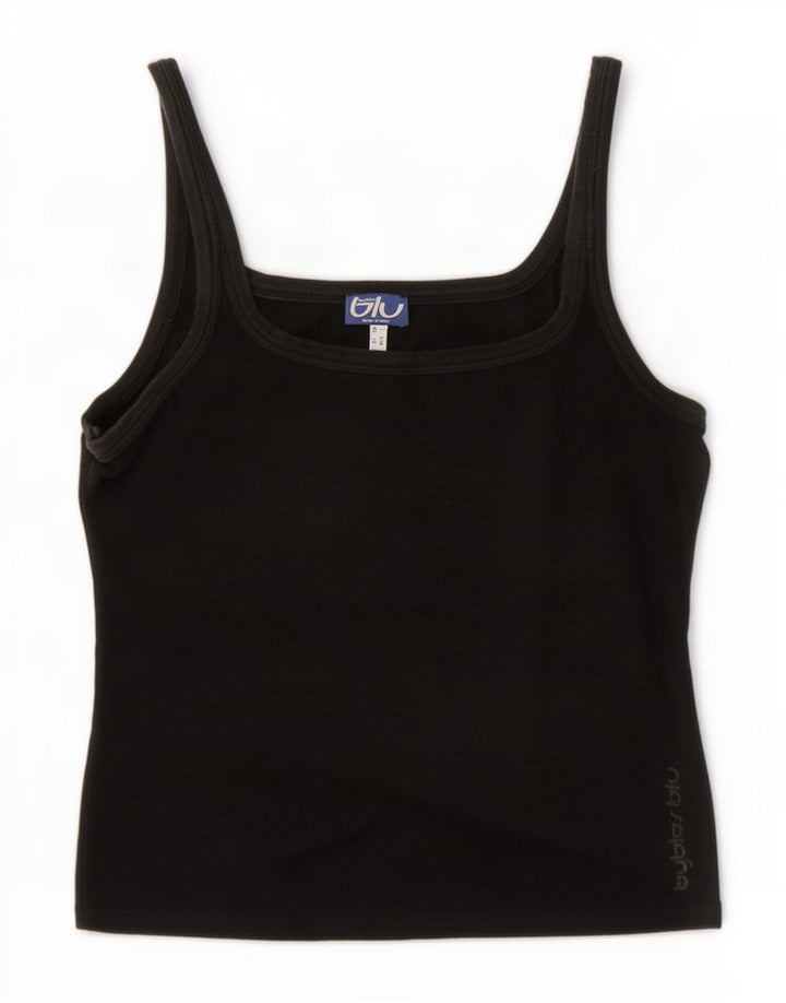 Byblos Womens Crop Cami Top UK 16 Large Noir Coton