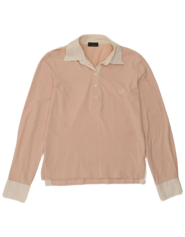 Fred Perry Polo de rugby à manches longues pour femme UK 14 Large Rose Colourblock