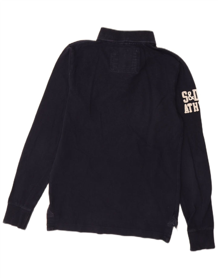 Superdry Polo Rugby à Manches Longues Graphique Homme Bleu Marine Moyen Coton