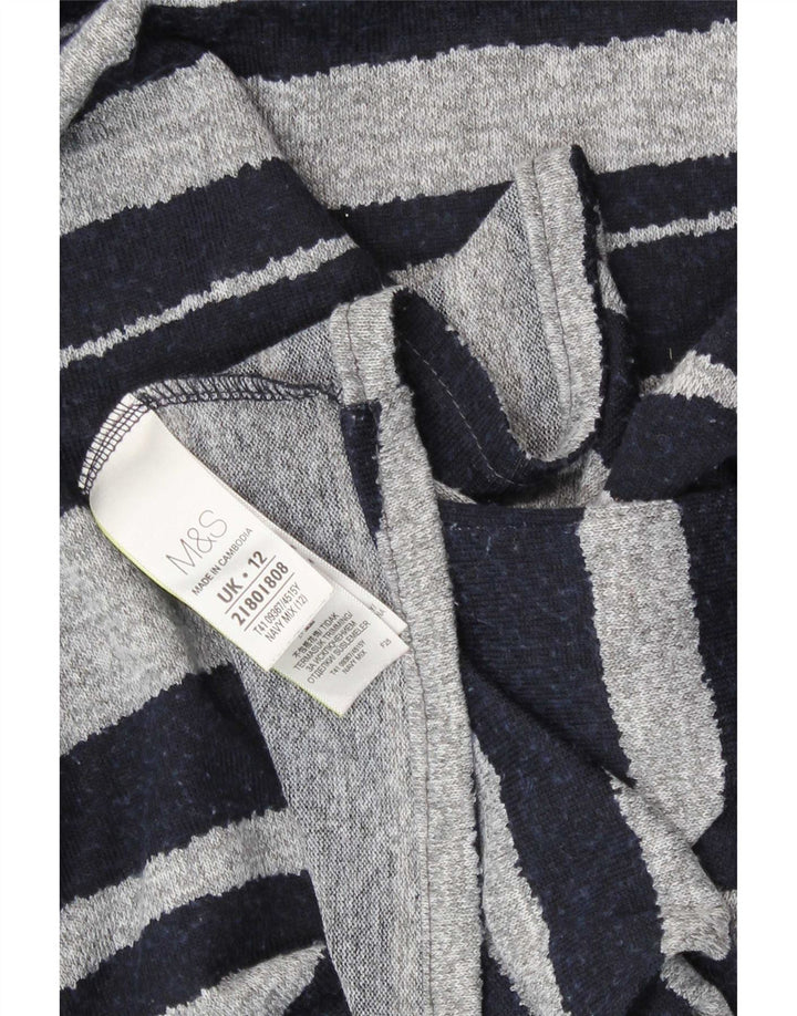 Marks & Spencer Haut à manches longues pour femme UK 12 Bleu marine moyen rayé