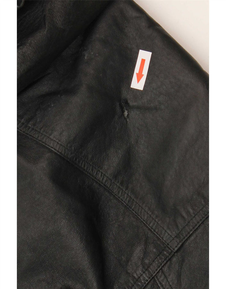 Veste en cuir à capuche homme vintage UK 38 Noir Moyen
