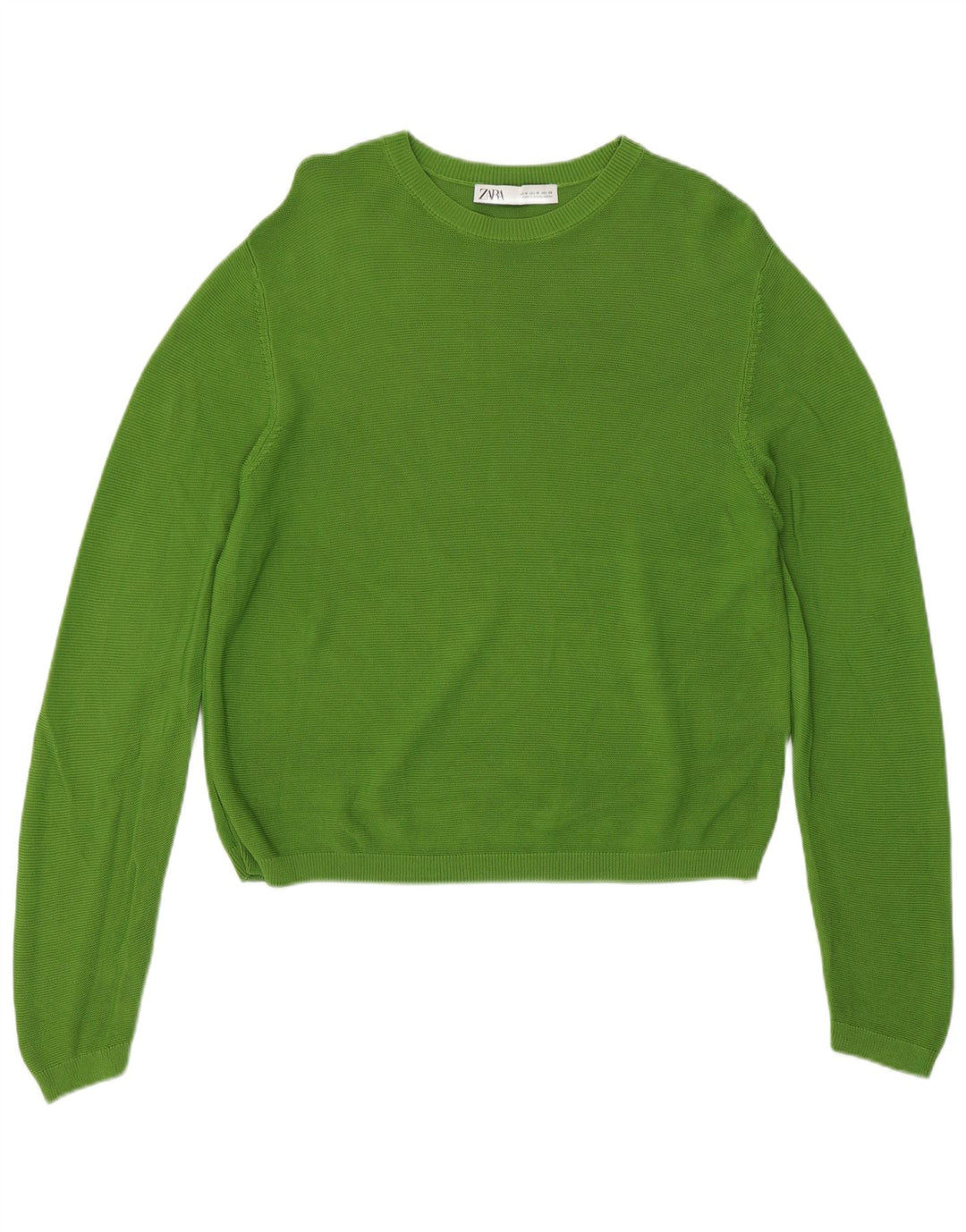 Zara Pull à col rond pour femme UK 14 Viscose vert moyen