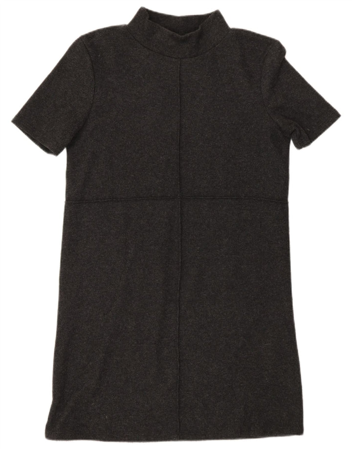 Zara Robe pull à manches courtes pour femme UK 10 Petit Gris Polyester