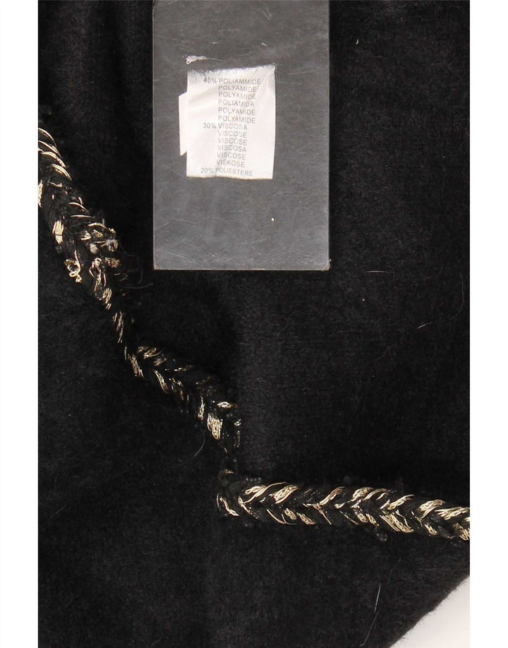 vintage Femme Cardigan Pull UK 12 Moyen Noir Polyamide
