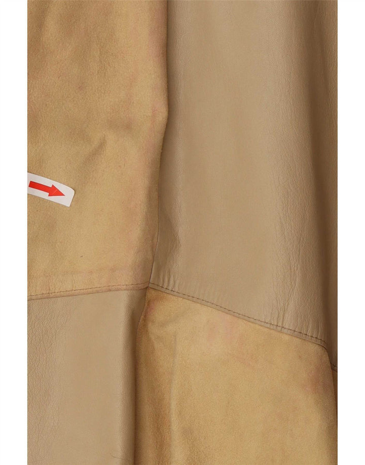 jupe évasée en cuir femme vintage IT 42 Medium W26 Beige Colourblock