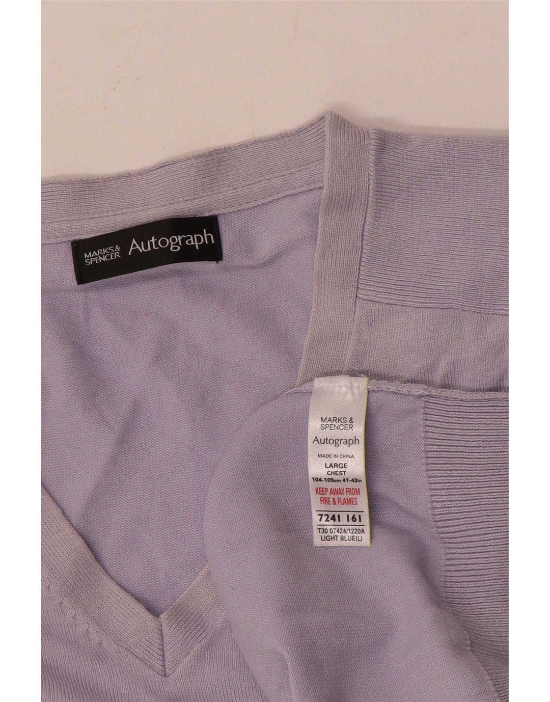 Marks & Spencer Pull autographe à col en V pour homme en coton bleu Taille L