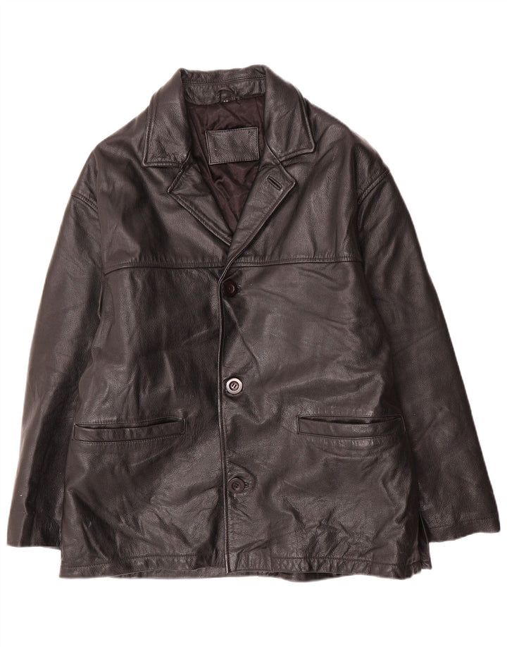 Veste blazer en cuir à 3 boutons vintage pour homme IT 48 Cuir noir moyen
