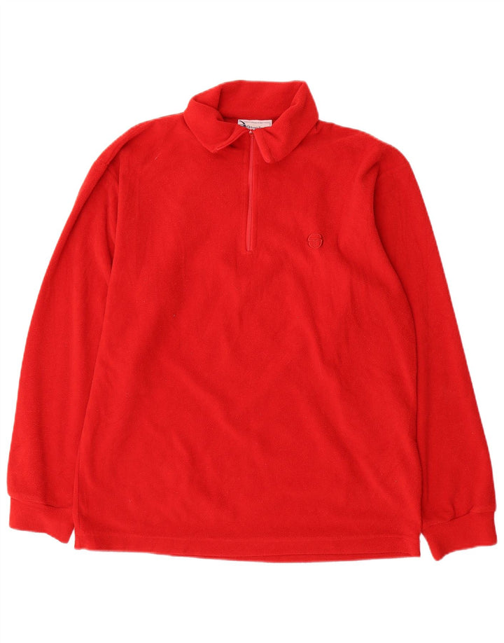 Sergio Tacchini Pull polaire à col zippé pour homme Petit Rouge Polyester