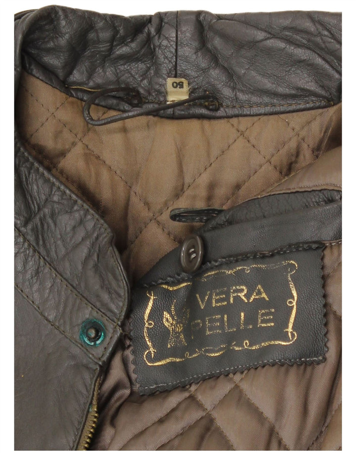 Veste en cuir militaire vintage pour homme IT 50 Grand cuir gris