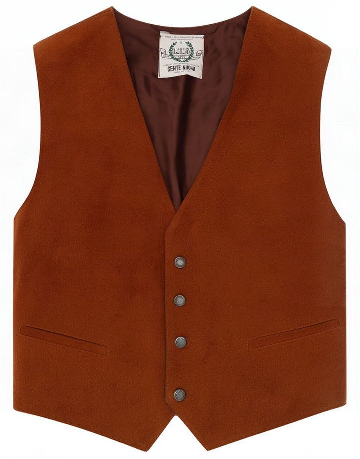 Gilet vintage en daim pour homme marron moyen