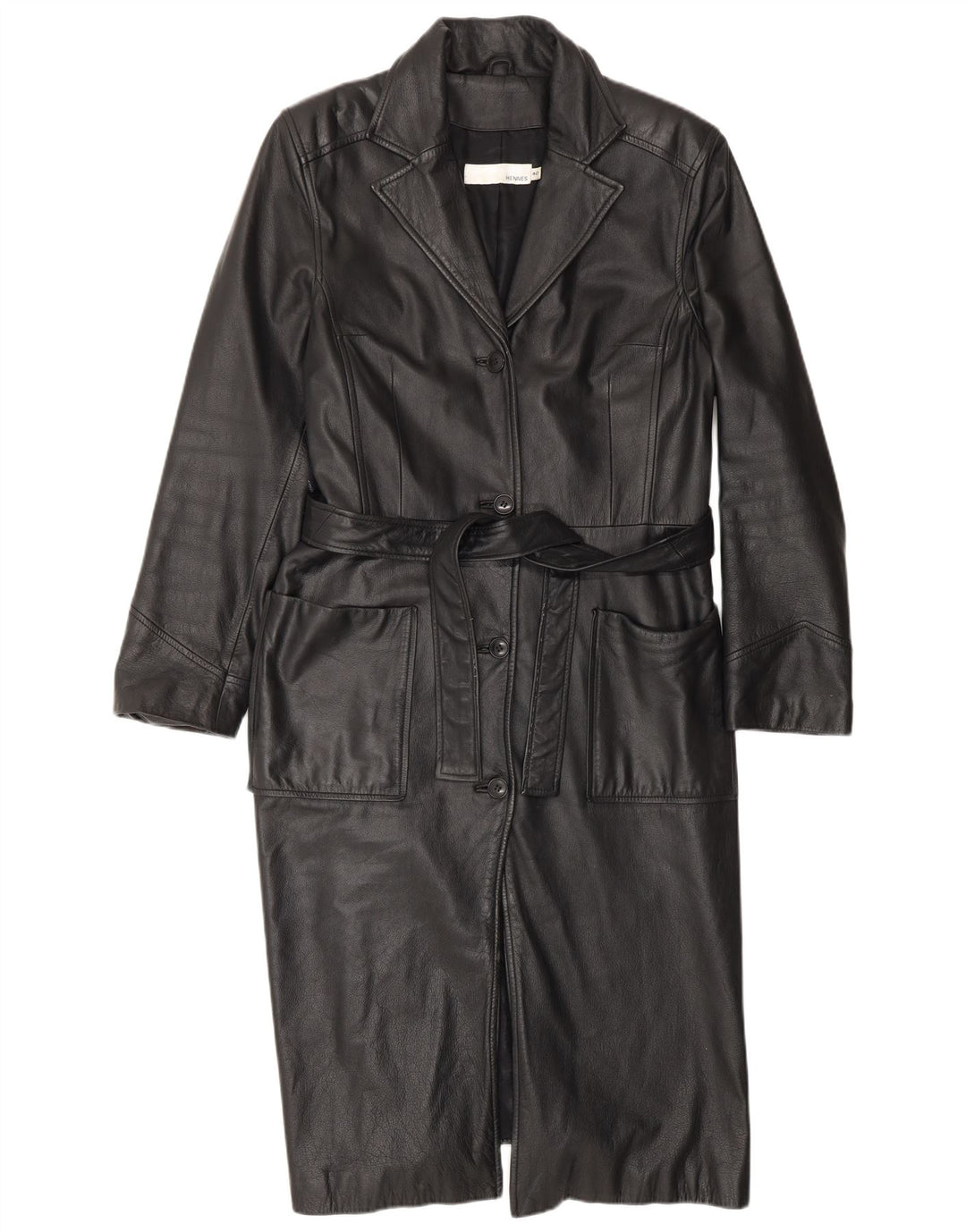 HENNES Manteau en cuir femme EU 42 Grand cuir noir