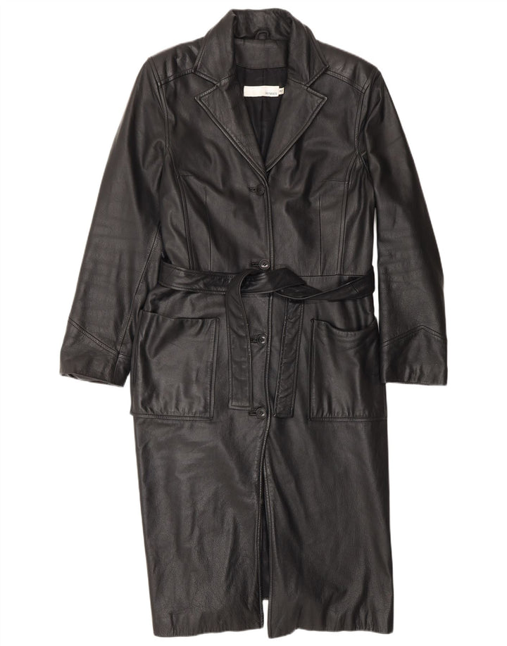 HENNES Manteau en cuir femme EU 42 Grand cuir noir