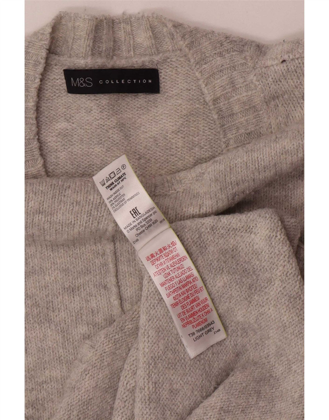 Marks & Spencer Pull à col rond pour femme UK 14 Acrylique gris moyen