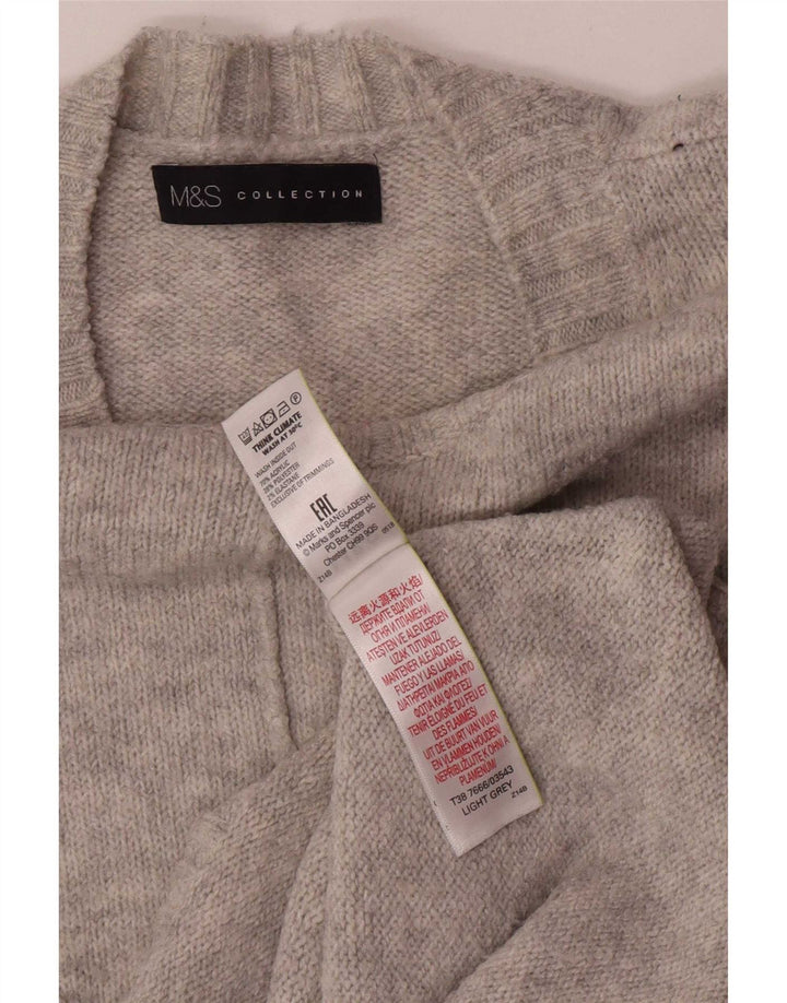 Marks & Spencer Pull à col rond pour femme UK 14 Acrylique gris moyen