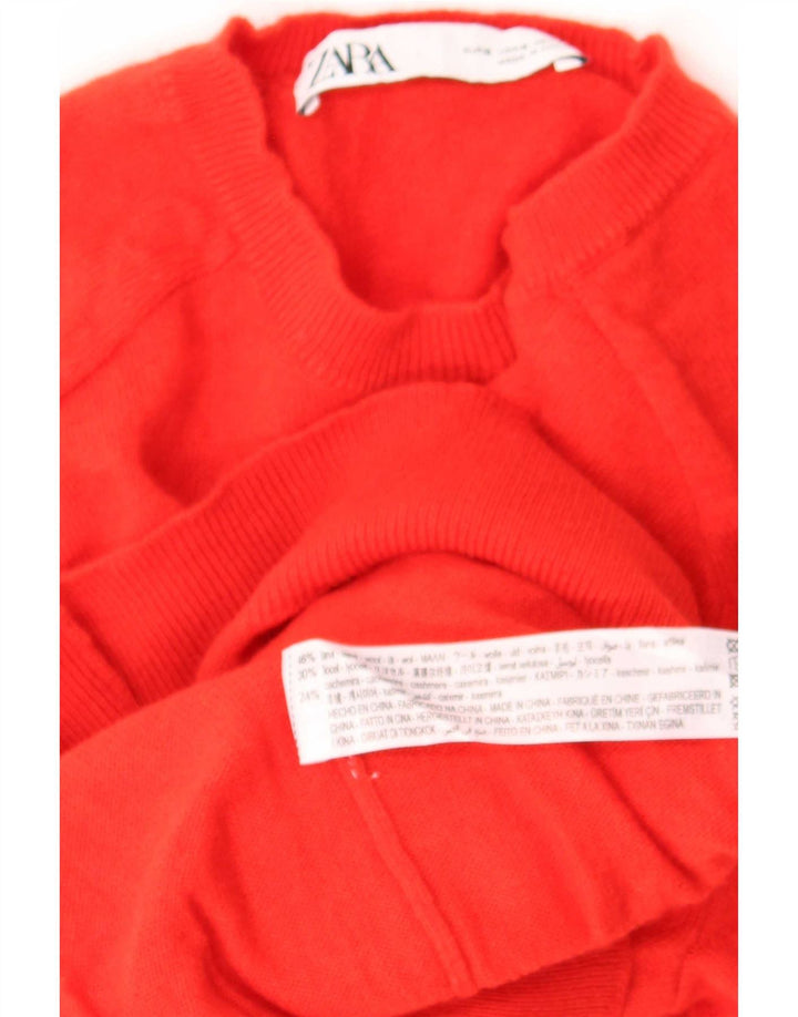 Zara Pull ras du cou pour femme UK 10 Petite laine rouge