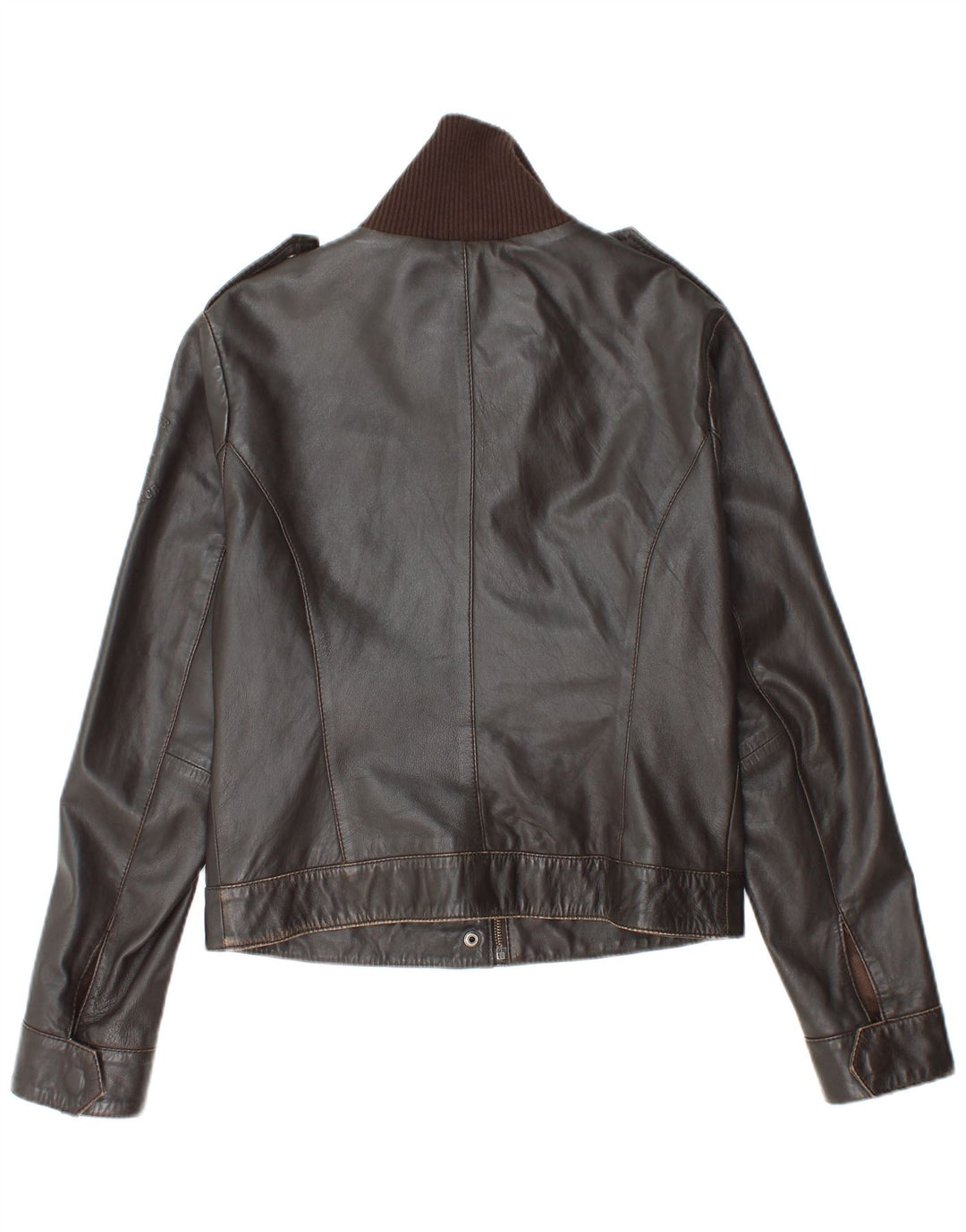 Veste en cuir femme vintage UK 12 Cuir brun moyen
