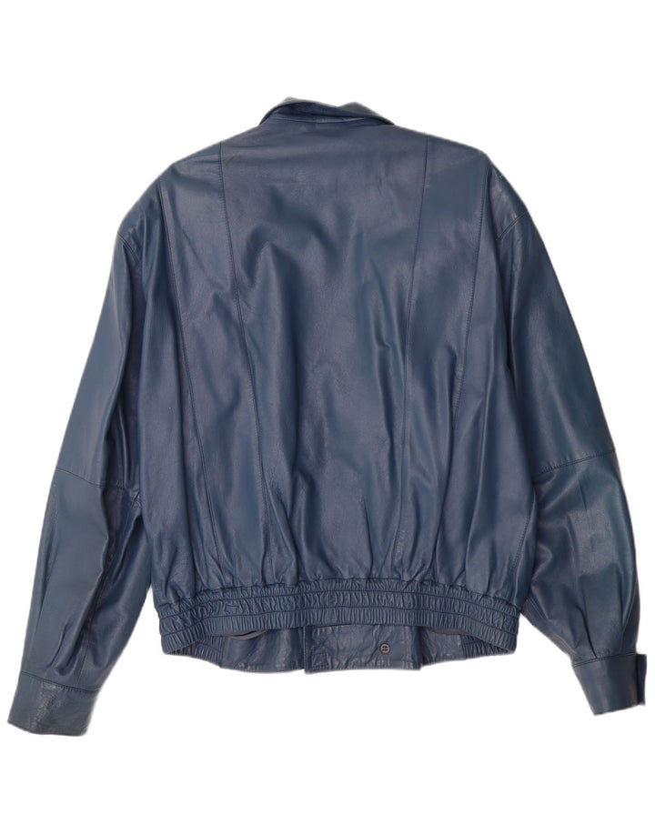 VINTAGE Veste en cuir militaire pour homme IT 52 XL Cuir bleu