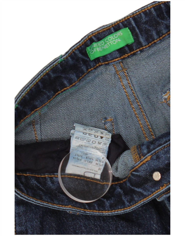 BENETTON Jean évasé pour femme UK 6 XS W28 L30 Bleu marine Coton