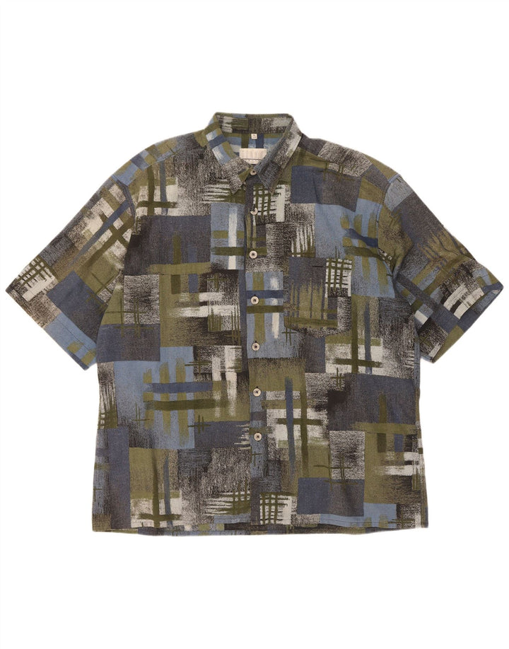 vintage Chemise à manches courtes pour hommes XL Patchwork vert