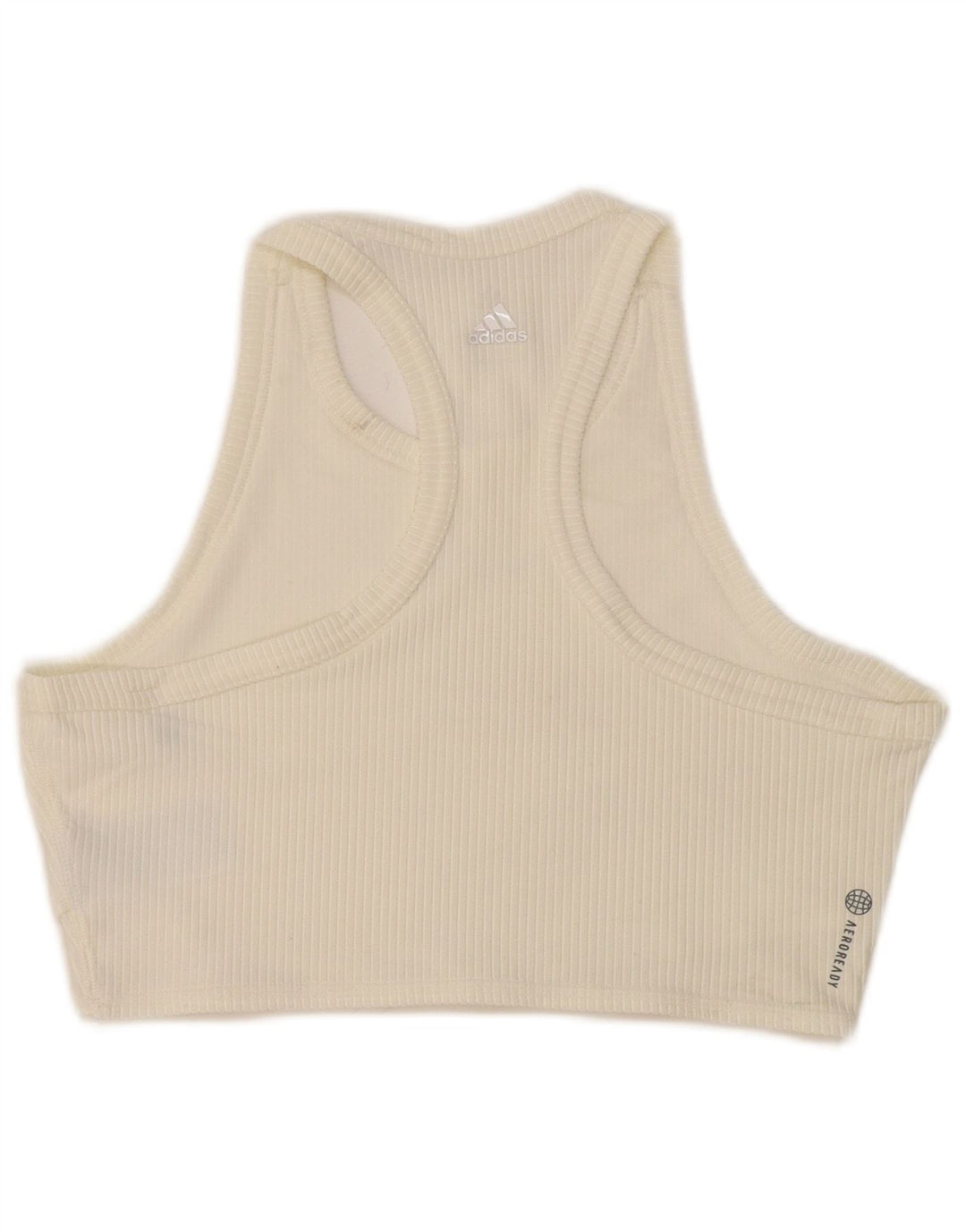 ADIDAS Débardeur court Aeroready pour femme UK 12/14 Polyamide blanc moyen