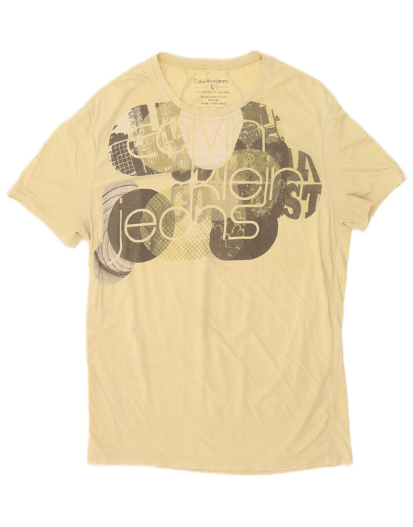 Calvin Klein Jeans T-shirt graphique pour hommes en coton jaune moyen