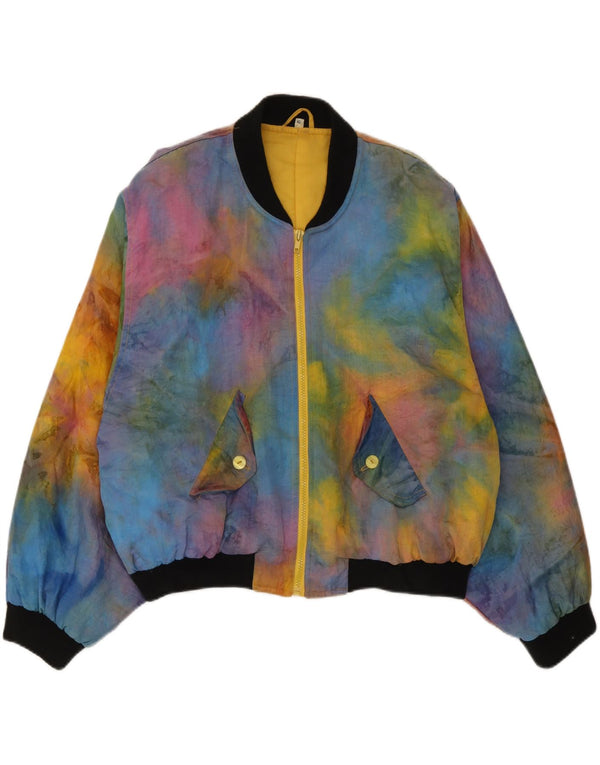 Veste Bomber Femme Vintage IT 42 Medium Multicolore Tie Dye Polyamide