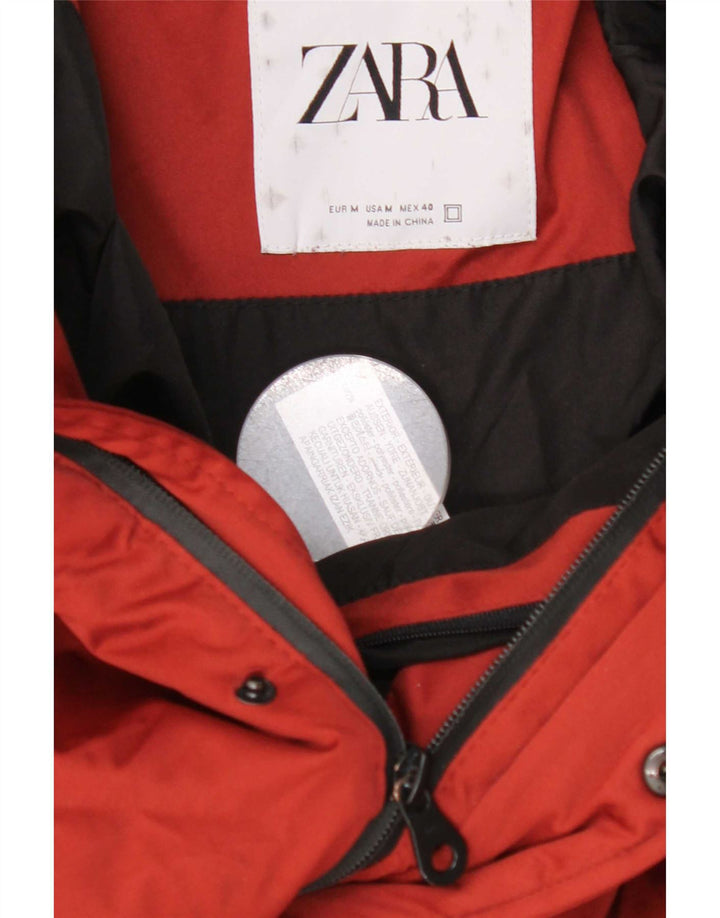 Zara Veste matelassée à capuche pour homme UK 40 Rouge moyen Polyester