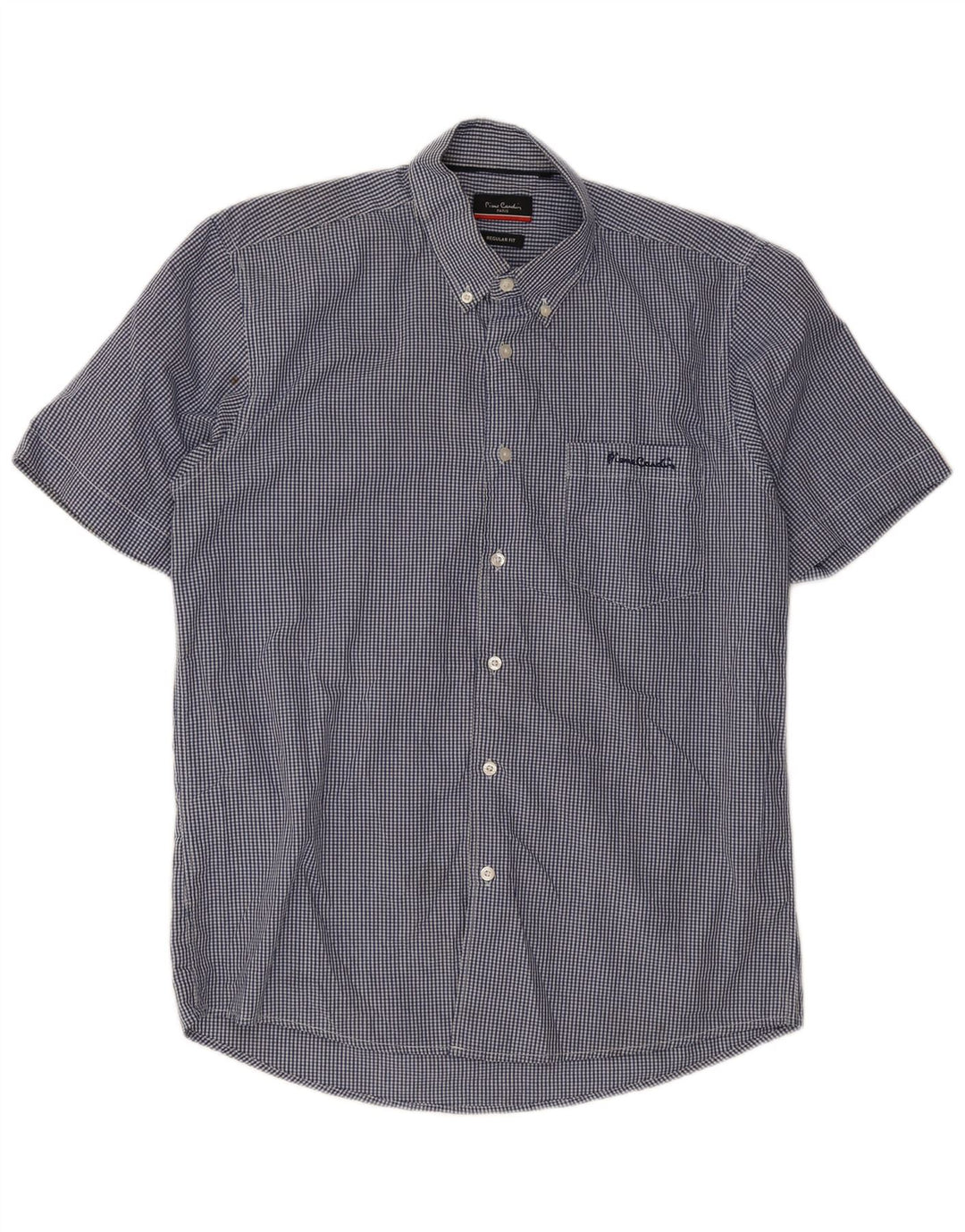 Pierre Cardin Chemise à manches courtes pour homme Grand bleu vichy Polyester