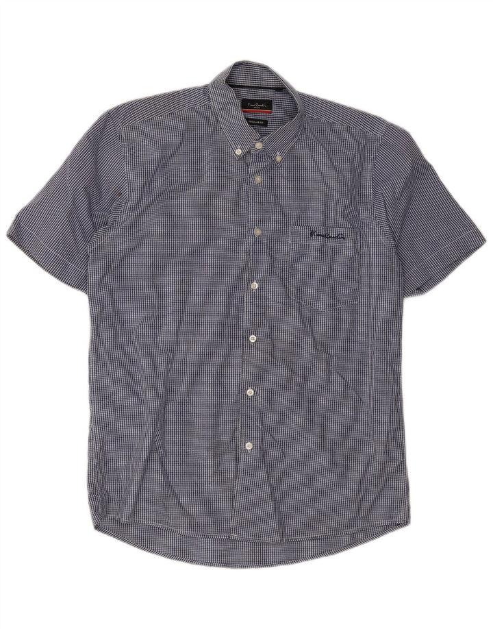 Pierre Cardin Chemise à manches courtes pour homme Grand bleu vichy Polyester