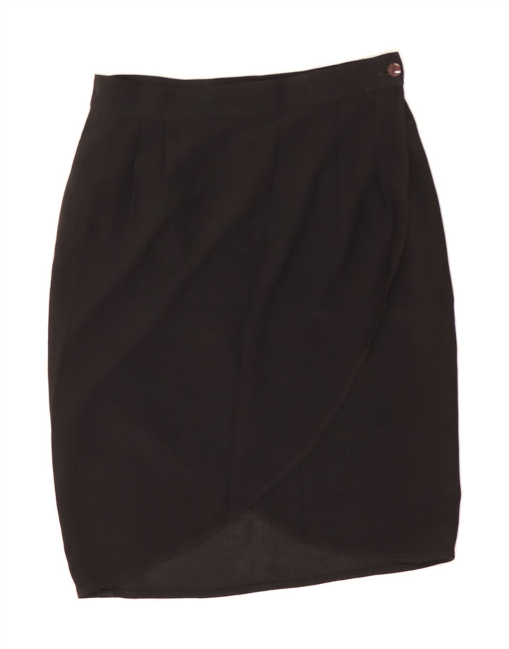 VINTAGE Womens Wrap Skirt IT 44 Medium W30 Black Vintage Vintage and Second-Hand Vintage from Messina Hembry 
