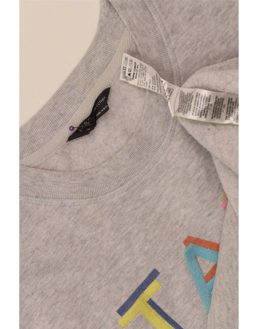 Marks & Spencer Sweat-shirt graphique pour femme UK 16 Grand coton gris