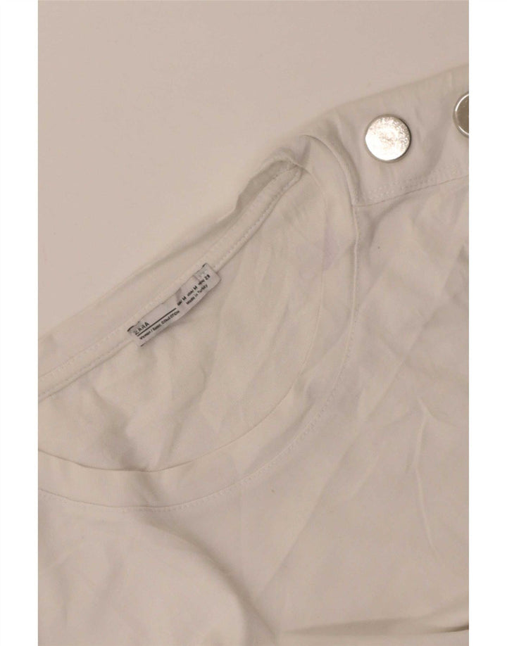 Zara Femme T-Shirt Top UK 12 Medium Blanc