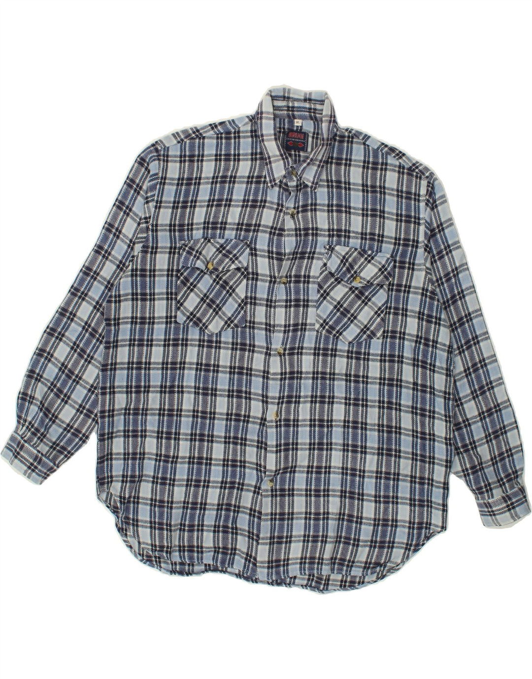 BRUGI Mens Flannel Shirt XL Blue Check Acrylic Vintage Brugi and Second-Hand Brugi from Messina Hembry 