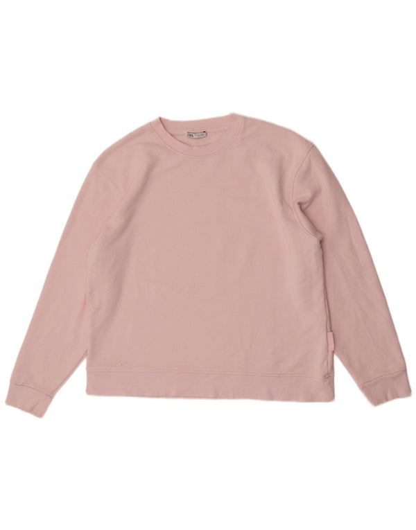 Zara Sweat-shirt surdimensionné pour femme UK 16 Grand coton rose