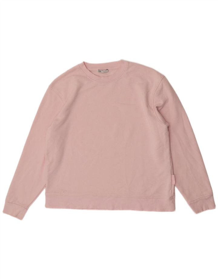 Zara Sweat-shirt surdimensionné pour femme UK 16 Grand coton rose