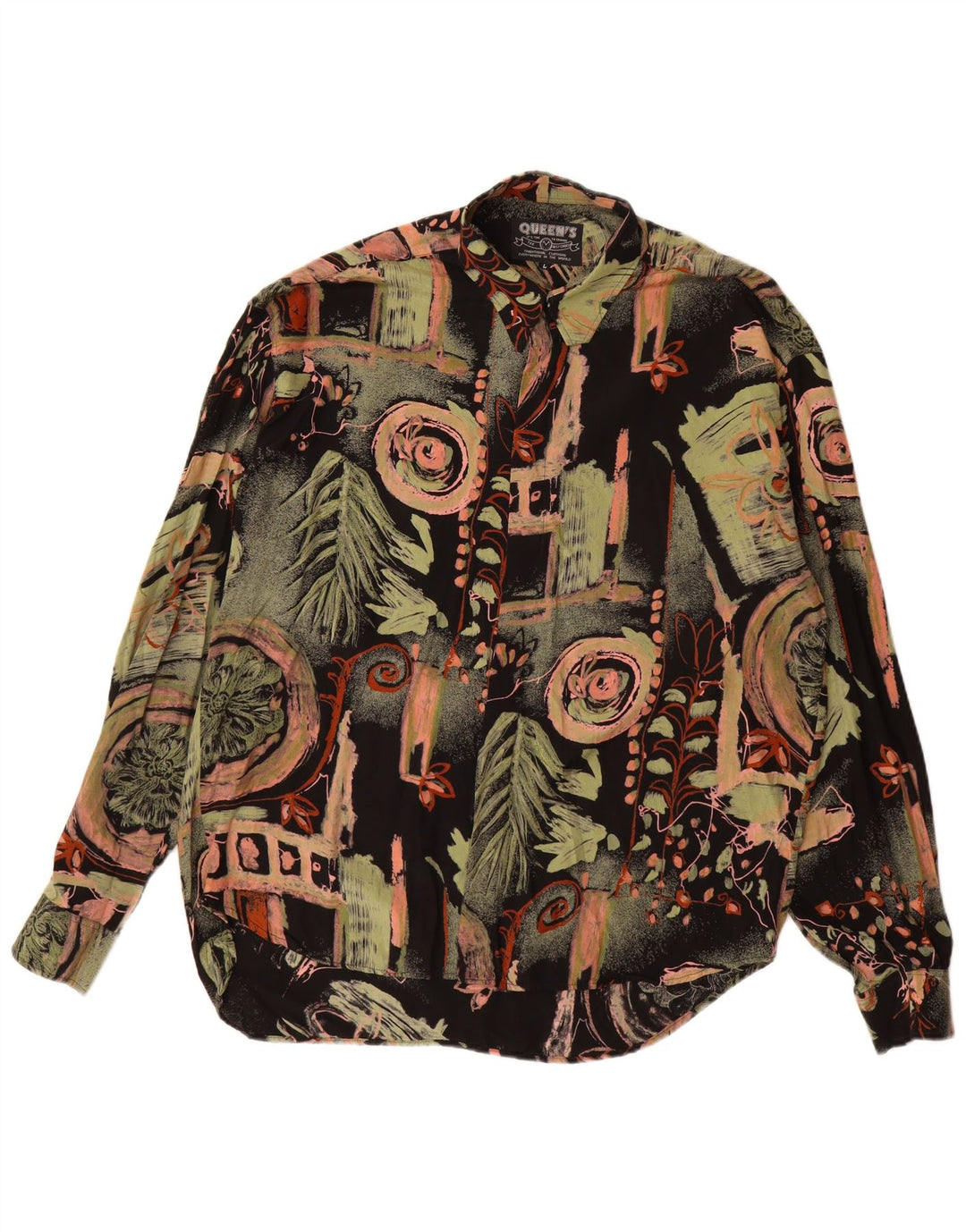 Chemise à motif abstrait vintage pour hommes grande viscose florale multicolore