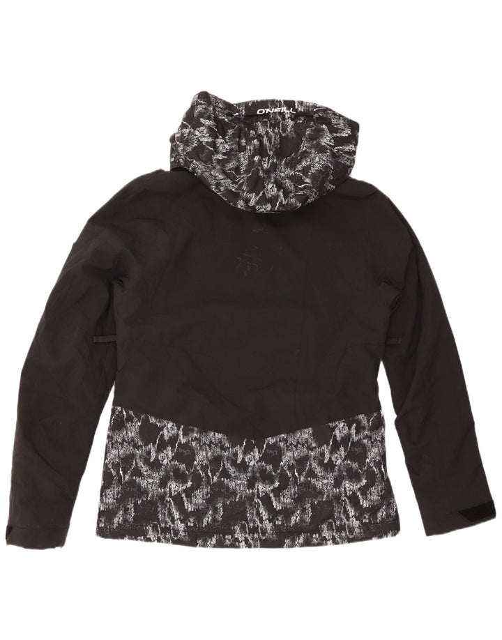 O'NEILL Veste de pluie à capuche à motif abstrait pour femme UK 14 Noir moyen