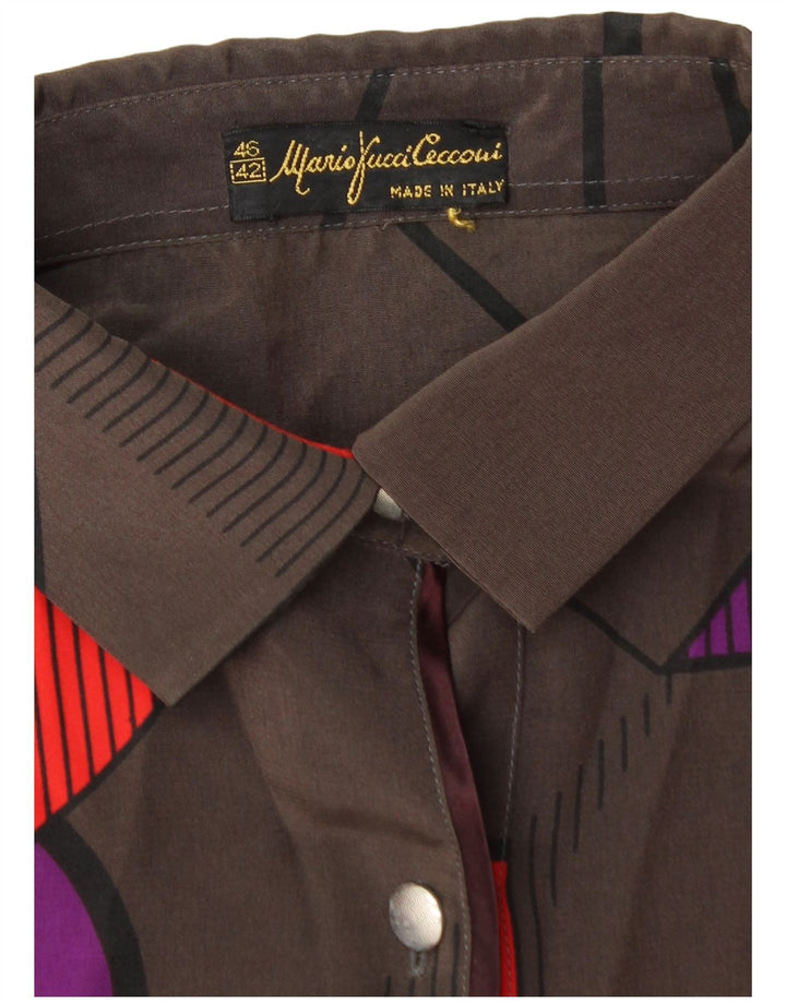 Mario Pucci Cecconi Chemisier Femme Top IT 42 Marron Moyen Géométrique