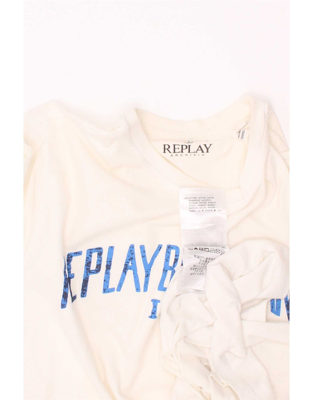 Replay Haut Graphique Garçon Manches Longues 15-16 ans Blanc Coton