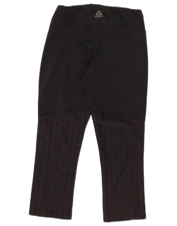 Reebok Legging Capri Speedwick Femme UK 8/10 Small Noir à pois