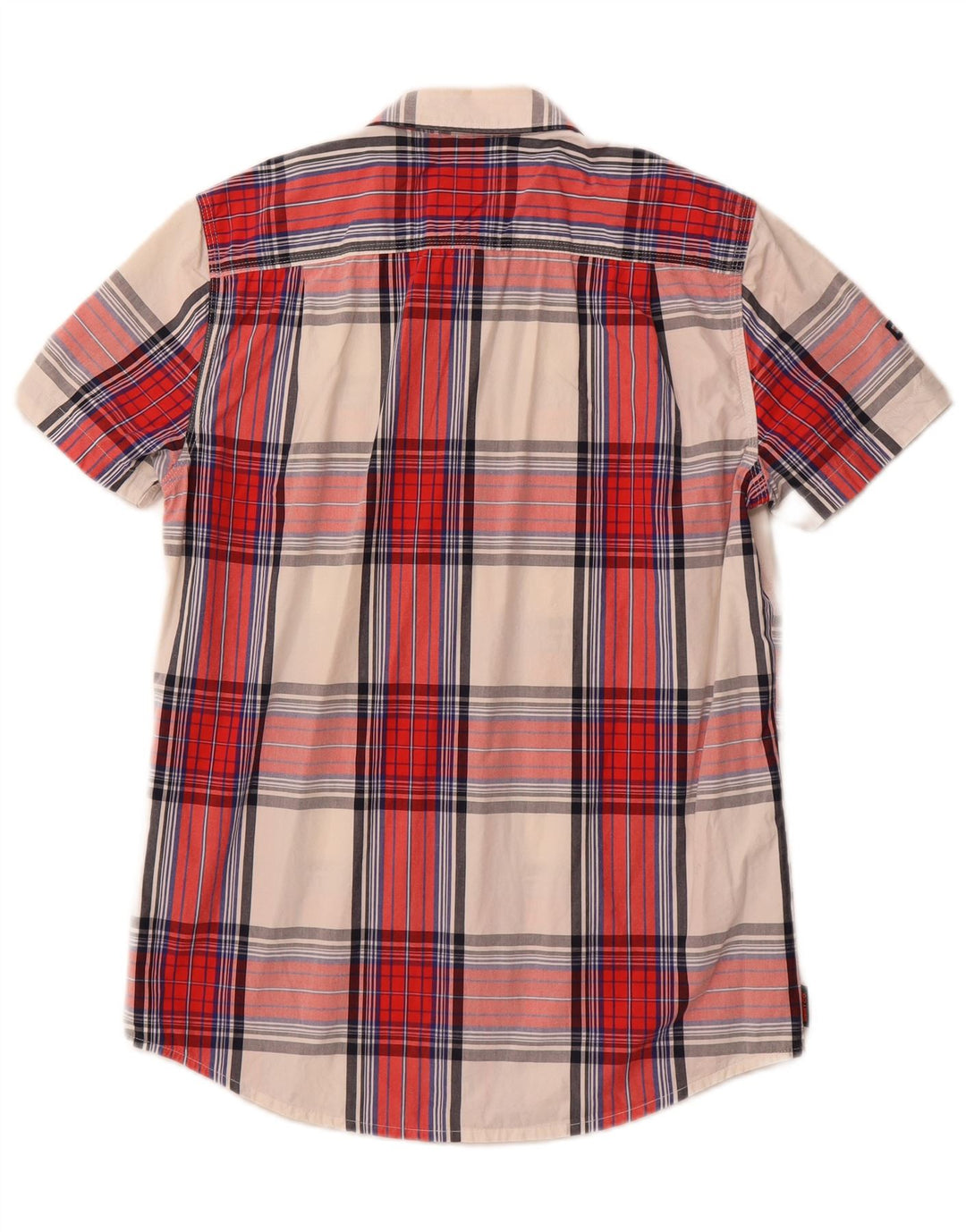 SUPERDRY Chemise à Manches Courtes Coupe Regular Homme Coton à Carreaux Rouge Moyen