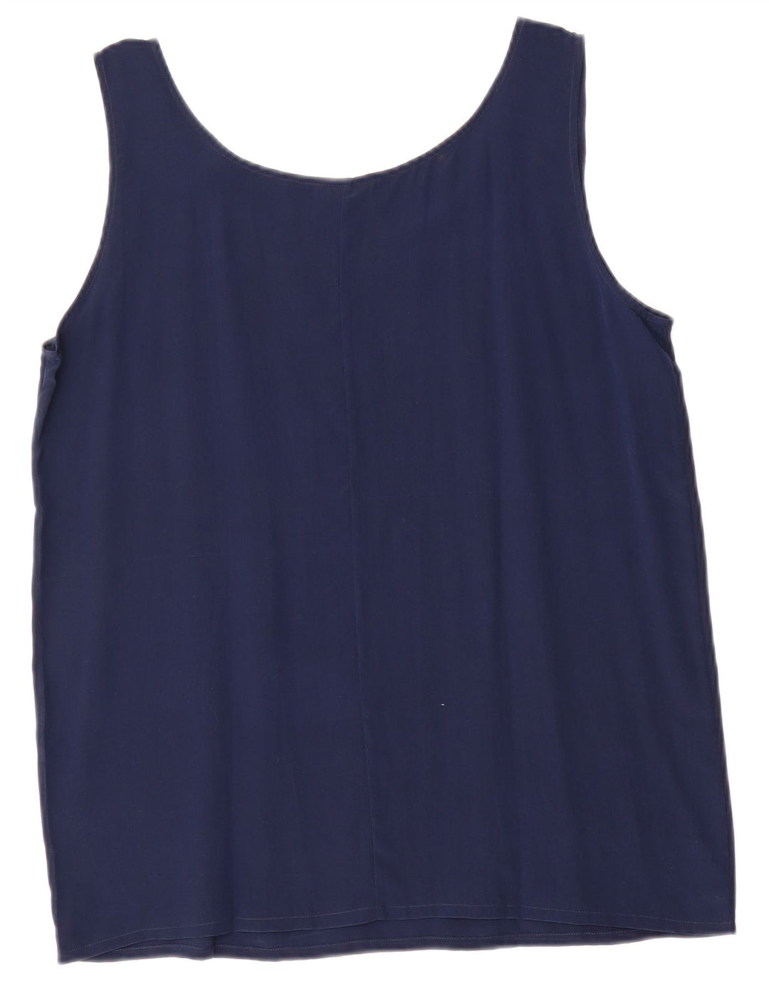 vintage Womens Vest Top UK 14 Bleu Marine Moyen