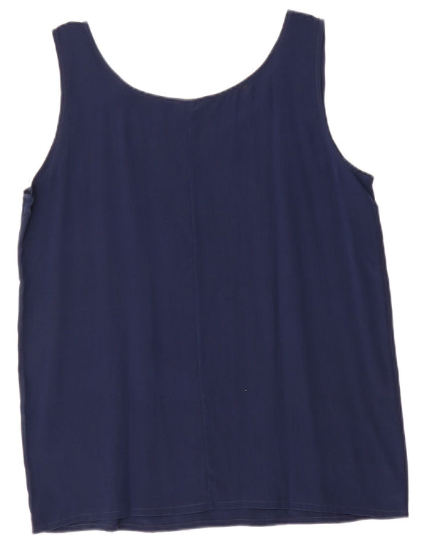 Vintage Womens Vest Top UK 14 Medium Navy Blue