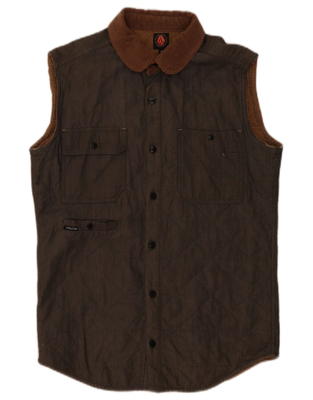 Volcom Gilet matelassé pour homme UK 36 Small Kaki Coton