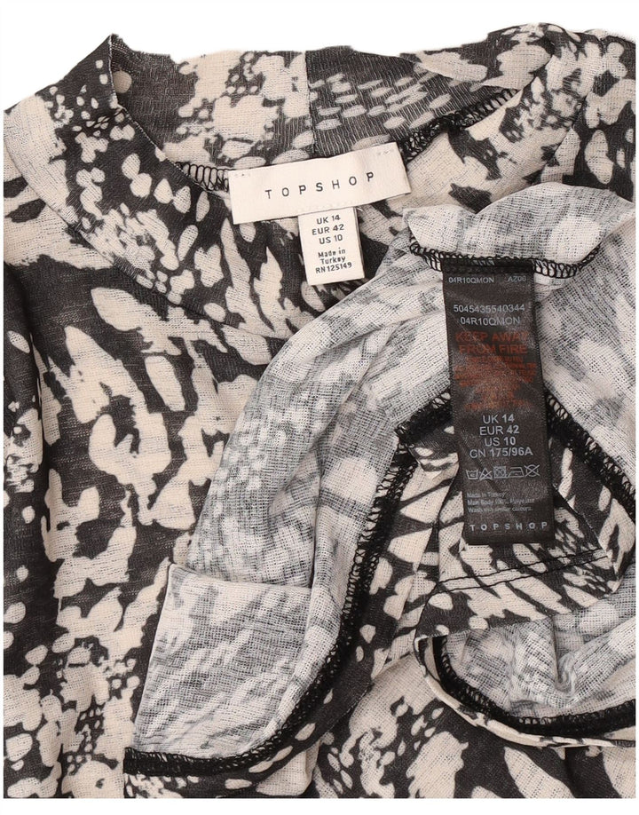 Topshop Femme Top Manches Longues UK 44 Large Gris Pois Polyester
