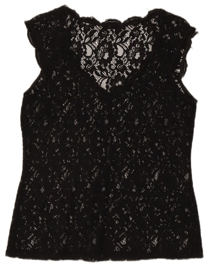 Oasis Chemisier transparent en dentelle pour femme UK 42 Medium Noir Floral