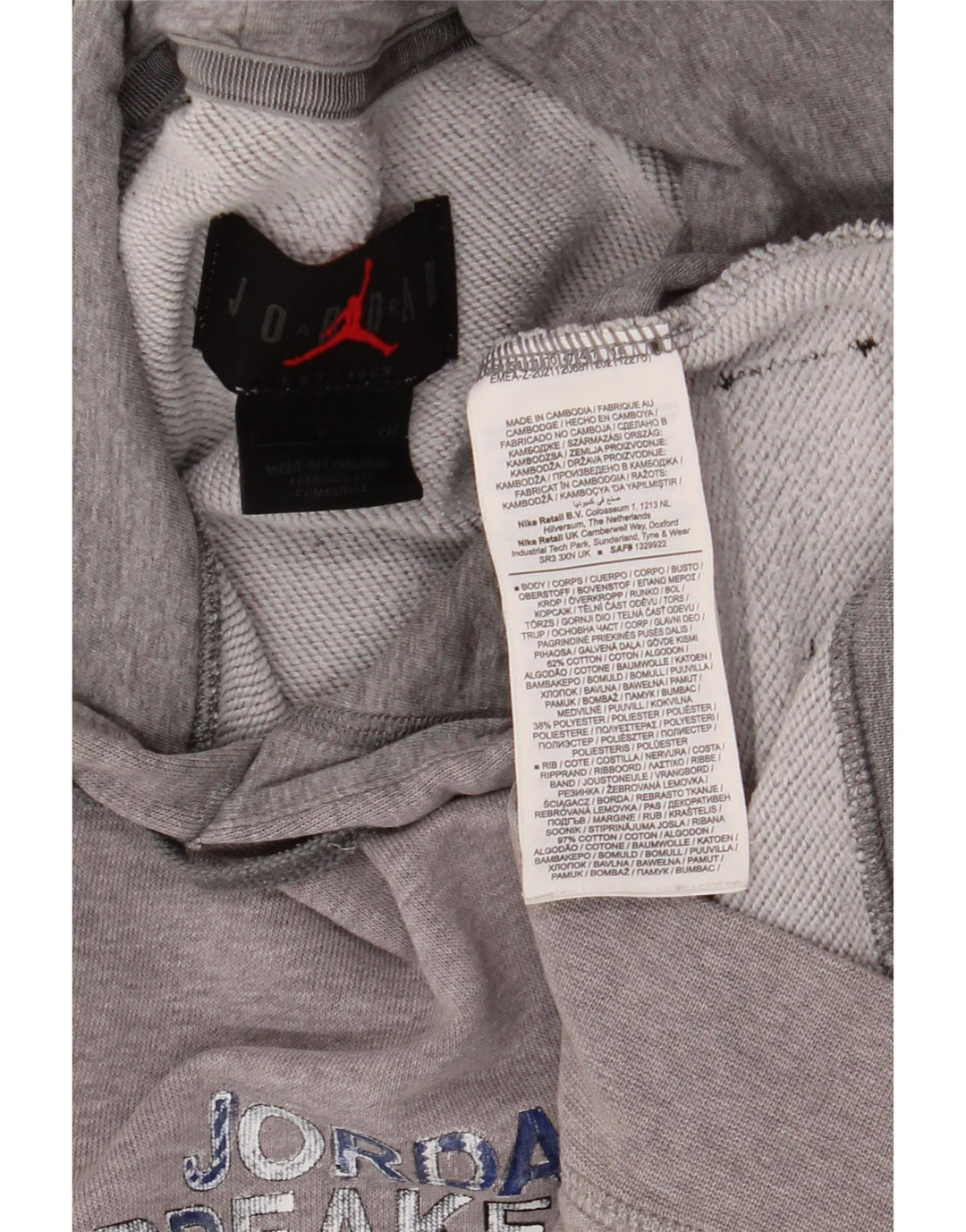 Jordan Pull à capuche graphique pour homme Petit coton gris