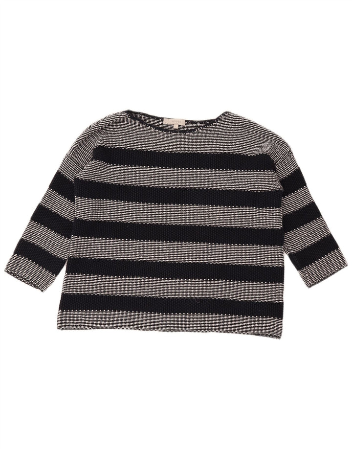 HOBBS Pull court surdimensionné à col bateau pour femme UK 10 Petit Noir