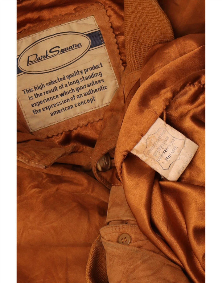 vintage Mens Suede Bomber Jacket UK 42 XL Cuir Marron
